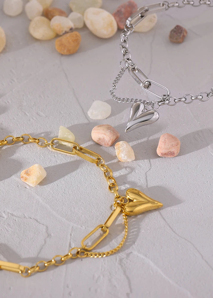 Layered Heart Bracelet - Gold