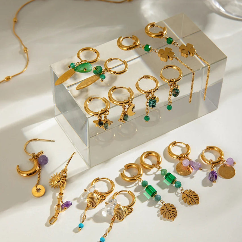 Gemstone Dangling Earrings