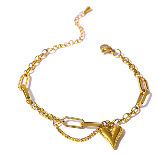 Layered Heart Bracelet - Gold