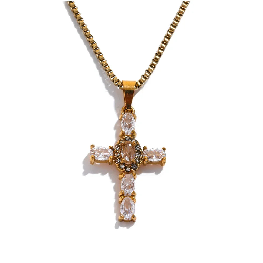 Technicolor Cross Necklace