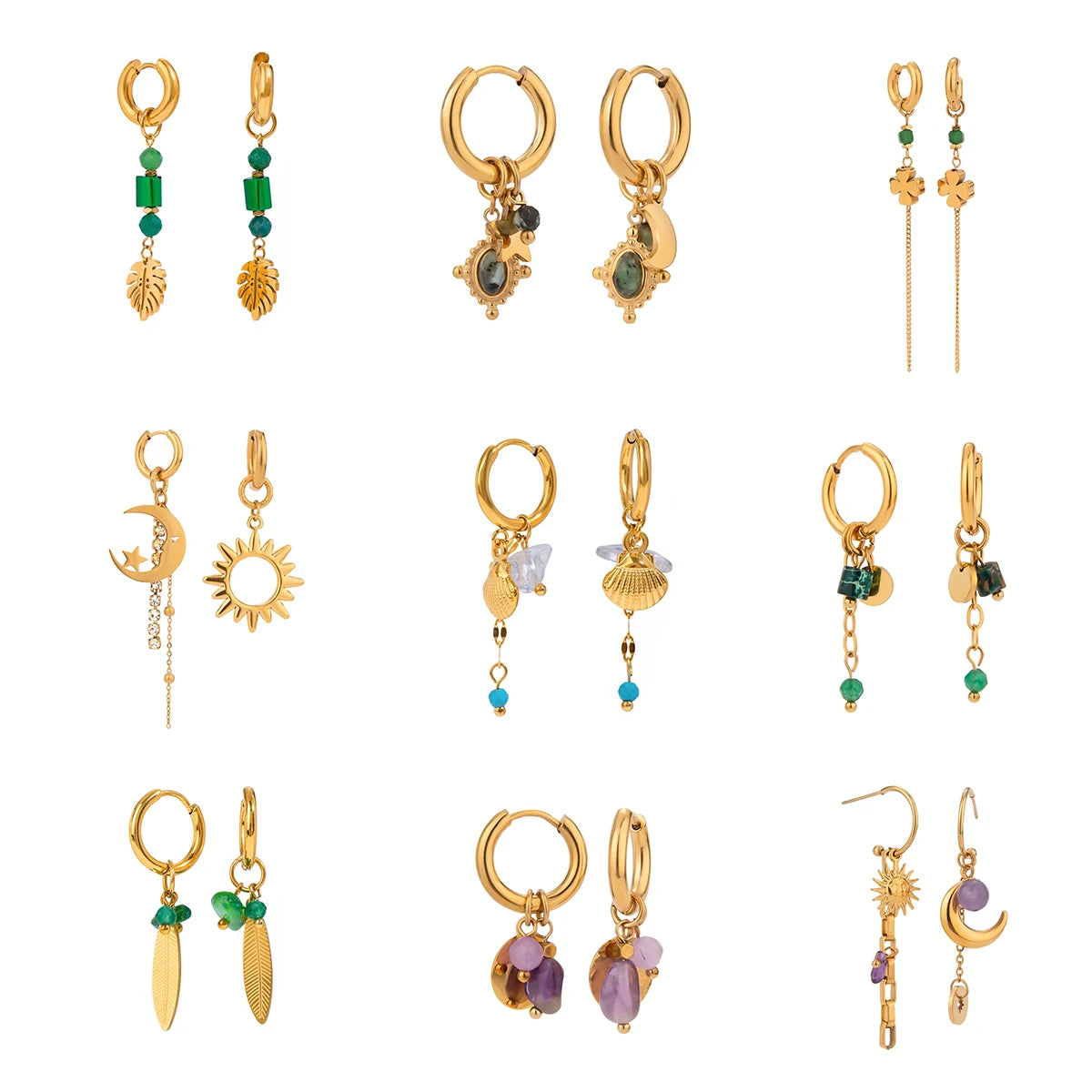 Gemstone Dangling Earrings